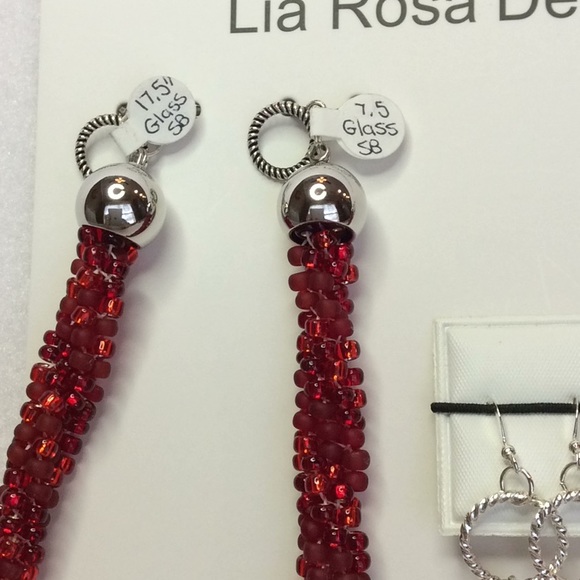 FINAL SALE PRICE Shiny Red Lia Rosa Designs Jewelry Set - Picture 3 of 5
